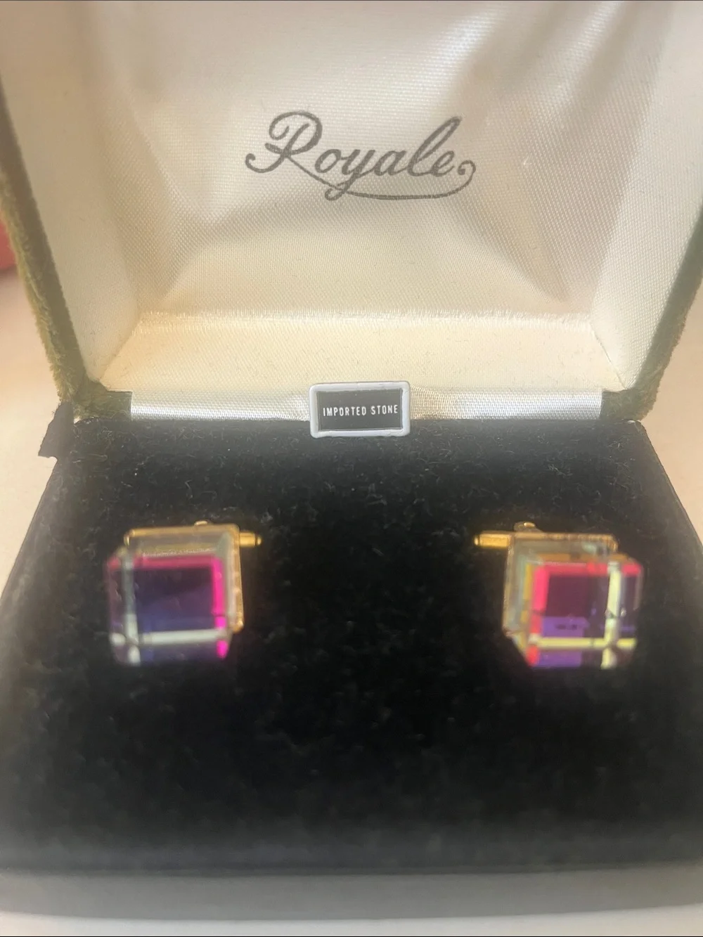 Swarovski Multicolor Pink Purple Square Cuff Links